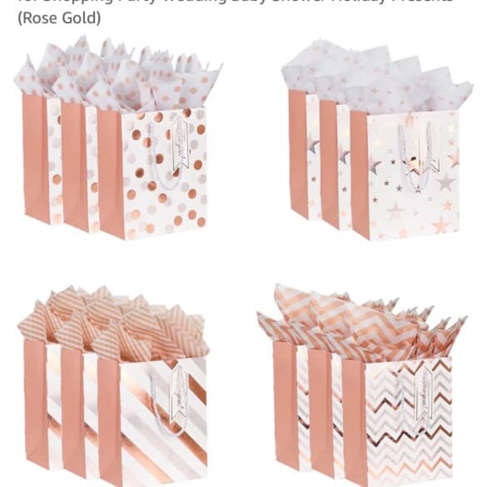 Rose Gold Party Gift Bags Set 50 bags